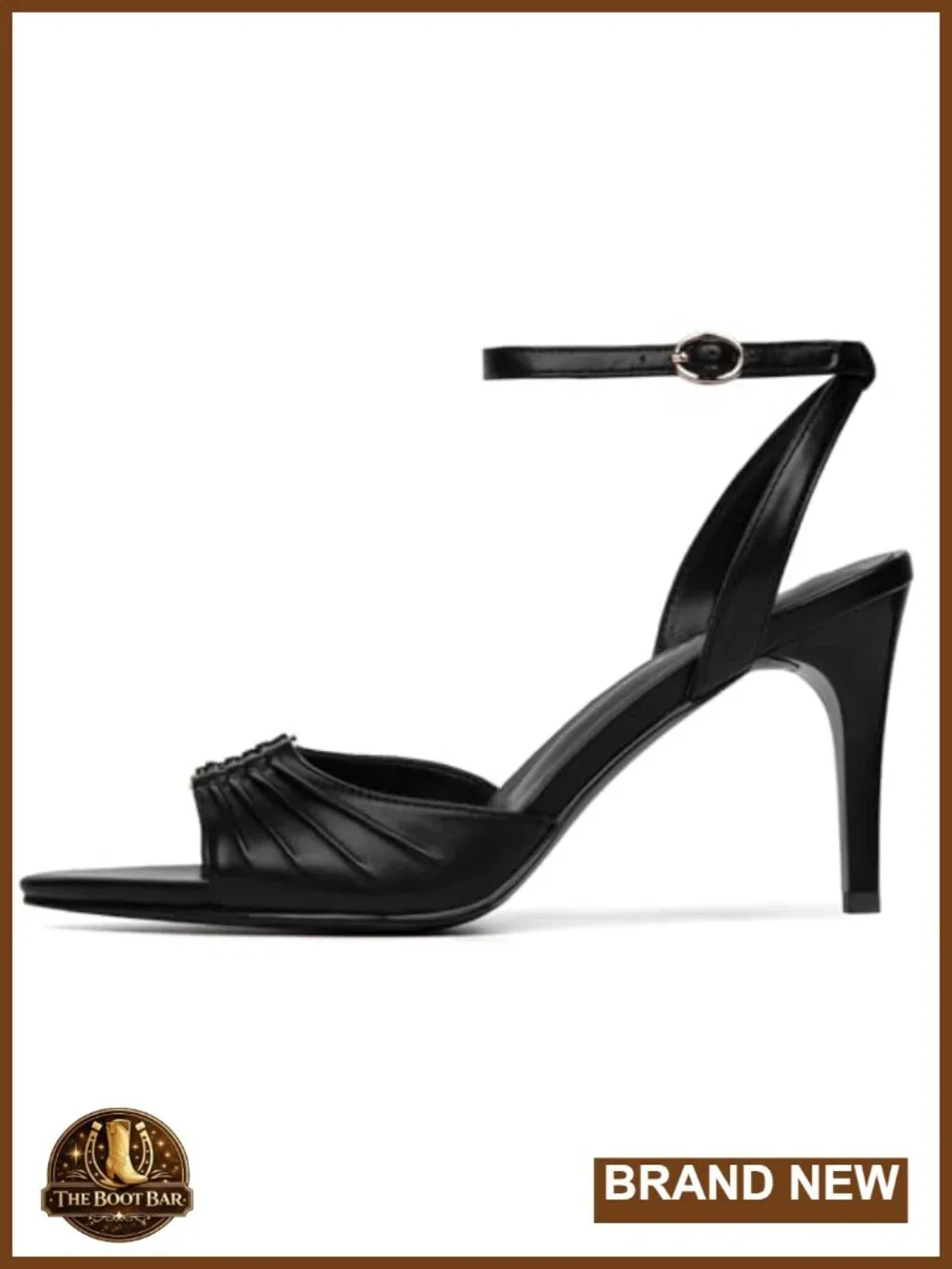 Pointed Peep Toe Stiletto Heeled Sandals with Adjustable Ankle Strap - PU